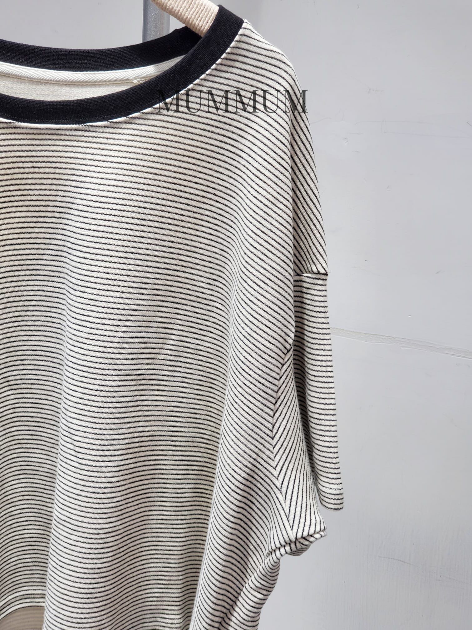 0213209a/春夏條紋寬鬆圓領上衣 54/54/27