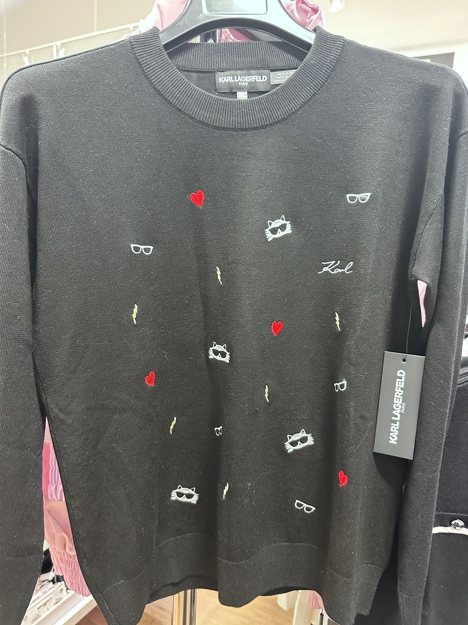 RT65 KL 刺繡圖案 黑色針織衫 Cate Pins Sweater