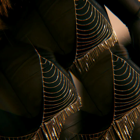 1YA0326-266 [YAY PARIS] Fringed Bralette Laminated Gold #23AHC-600frcn100 (EU)