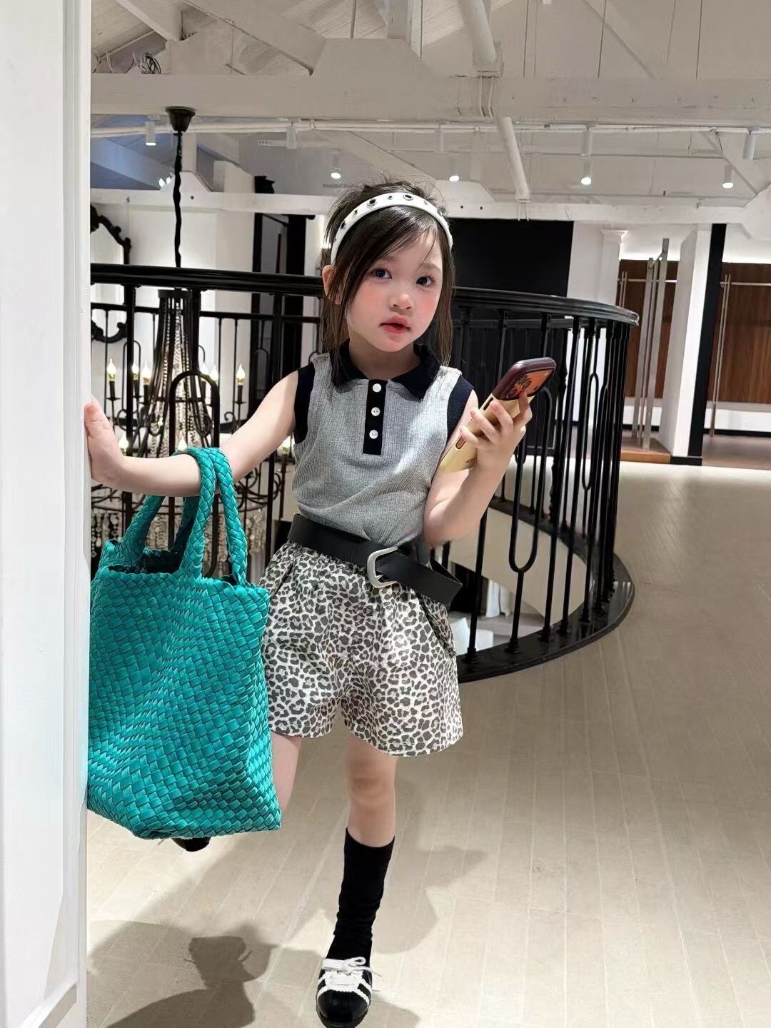 韓系豹紋澎感短褲