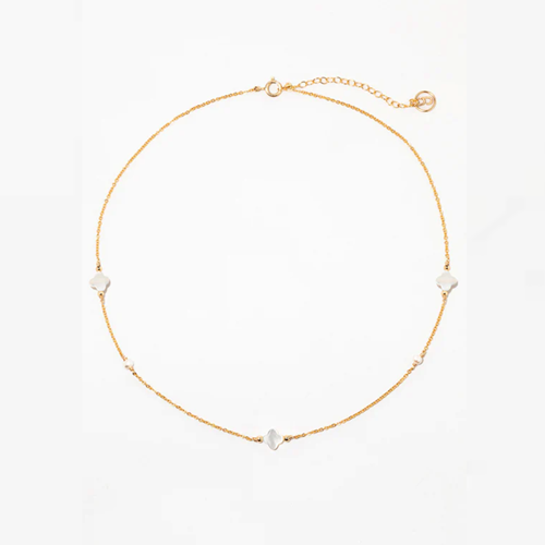 1YA0326-268 [YAY PARIS] Swan Necklace Bracelet Mother Of Pearl Laminated Gold #800insw102 (EU)