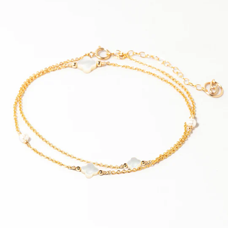 1YA0326-268 [YAY PARIS] Swan Necklace Bracelet Mother Of Pearl Laminated Gold #800insw102 (EU)