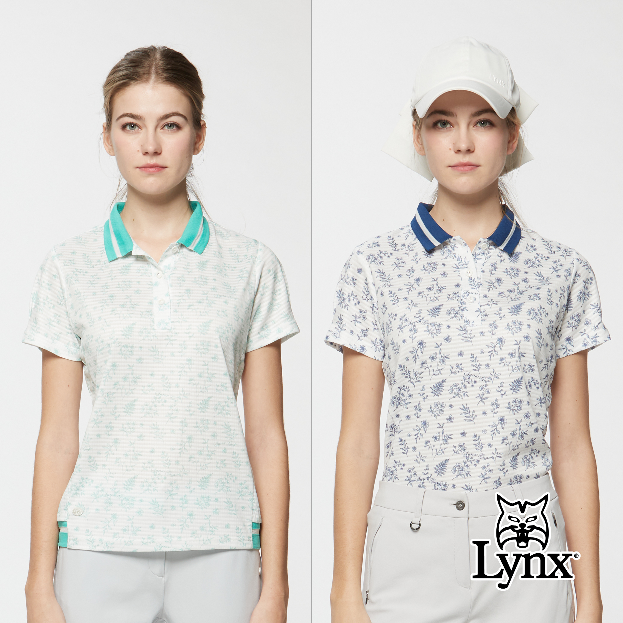 女款吸濕排汗雙面凸格清新質感印花短袖POLO衫