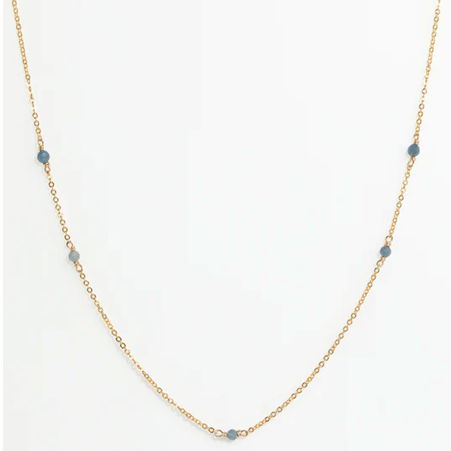 1YA0326-269 [YAY PARIS] Double Satellite Necklace Bracelet Sapphire Laminated Gold #24SSC-800insa123 (EU)
