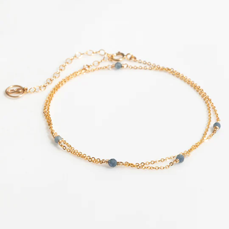 1YA0326-269 [YAY PARIS] Double Satellite Necklace Bracelet Sapphire Laminated Gold #24SSC-800insa123 (EU)