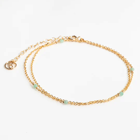 1YA0326-270 [YAY PARIS] Double Satellite Necklace Bracelet Emerald Laminated Gold #24SSC-800insa147 (EU)
