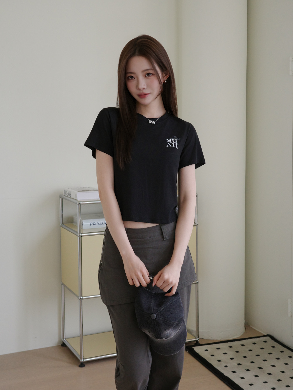 【29.3截單！限時優惠預訂】韓國MUAH MUAH CROSS MUAH CROP HALF T-SHIRT（2色）