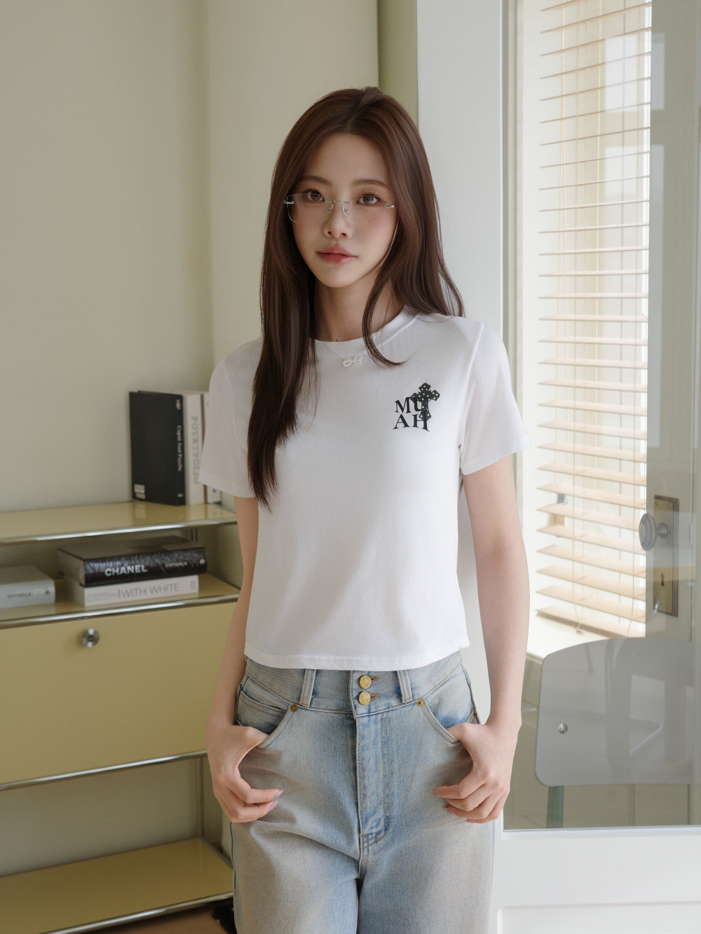 【29.3截單！限時優惠預訂】韓國MUAH MUAH CROSS MUAH CROP HALF T-SHIRT（2色）