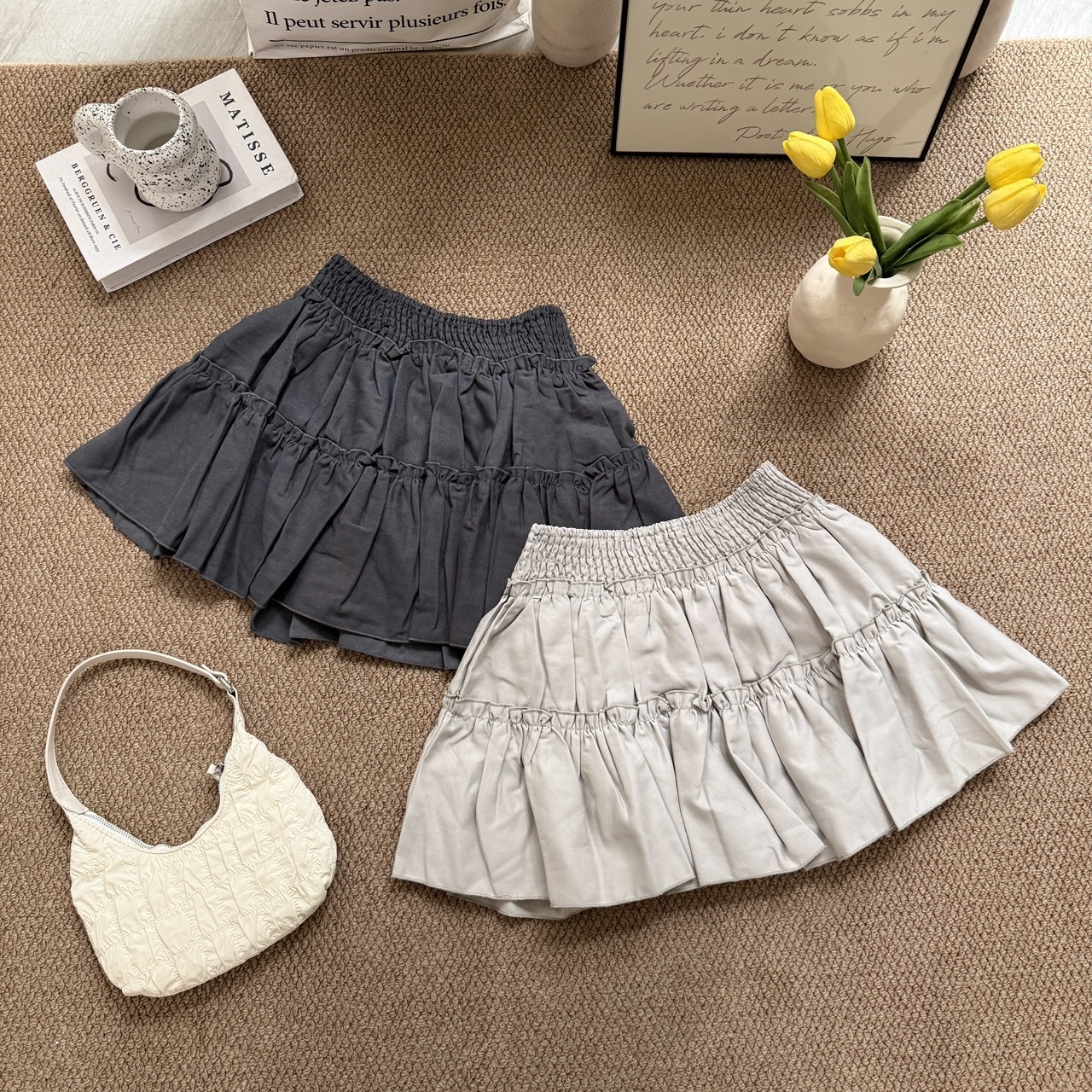 3151波浪鬆緊澎澎短裙