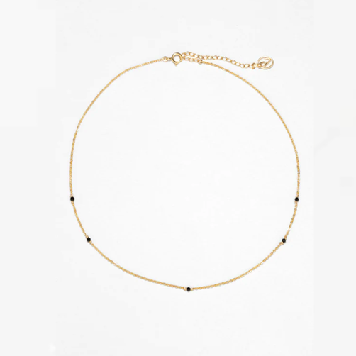 1YA0326-271 [YAY PARIS] Satellite Necklace-Bracelet Black Agate Laminated Gold #23AHC-800insa136 (EU)