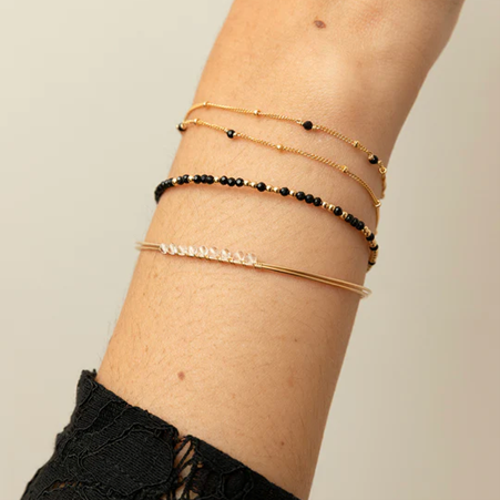 1YA0326-271 [YAY PARIS] Satellite Necklace-Bracelet Black Agate Laminated Gold #23AHC-800insa136 (EU)