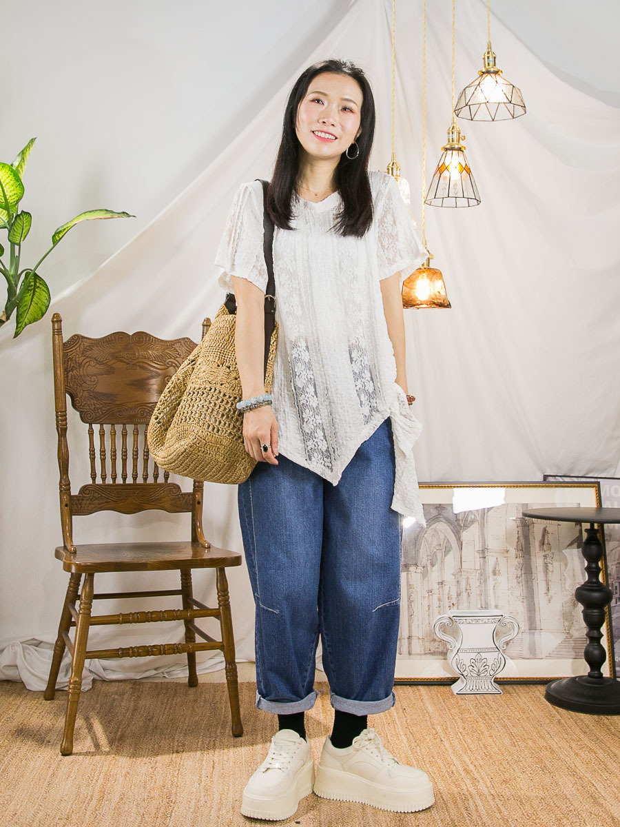 【27/3-29/3限時優惠】橡根腰．前釘鈕．牛仔直腳褲 (有袋)