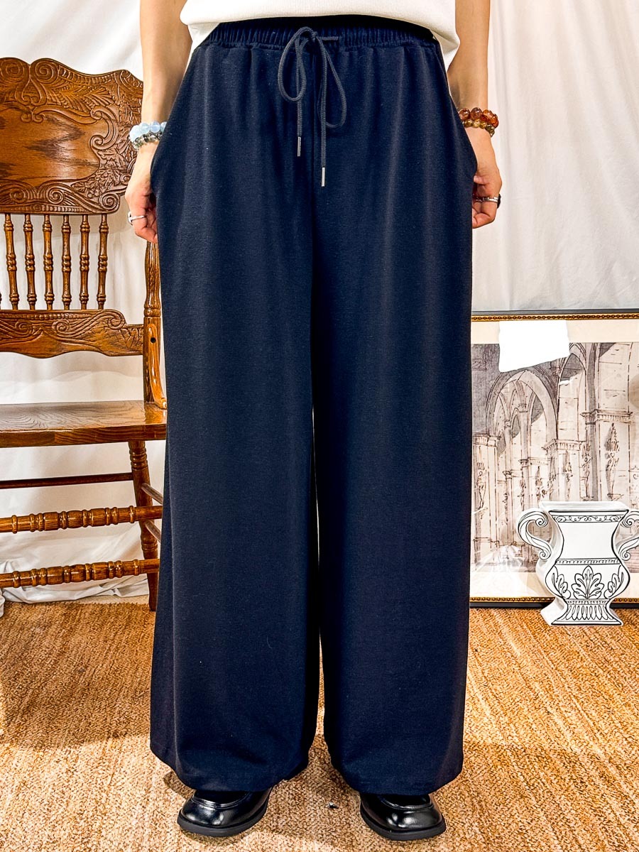 【27/3-29/3限時優惠】橡根腰束繩．莫代爾人造絲闊褲 (有袋)