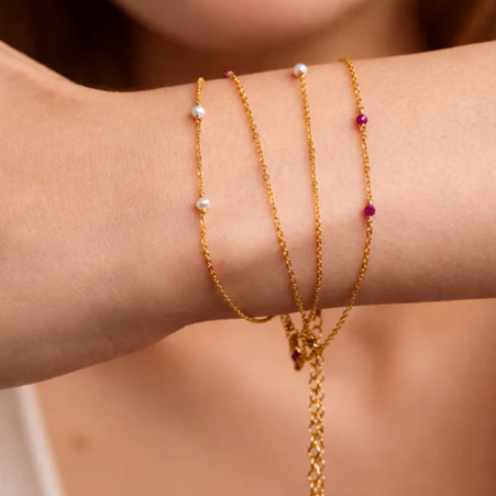 1YA0326-273 [YAY PARIS] Satellite Necklace-Bracelet Ruby Laminated Gold #24SUK-800insa130 (EU)