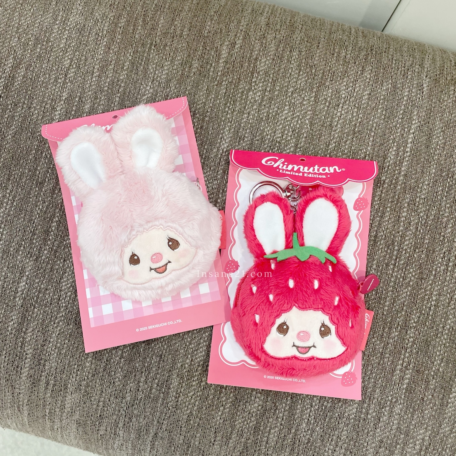 蒙奇奇 MONCHHICHI 粉色兔子 好朋友 小羊 草莓 毛絨耳機包 絨毛吊飾 收納包 韓國