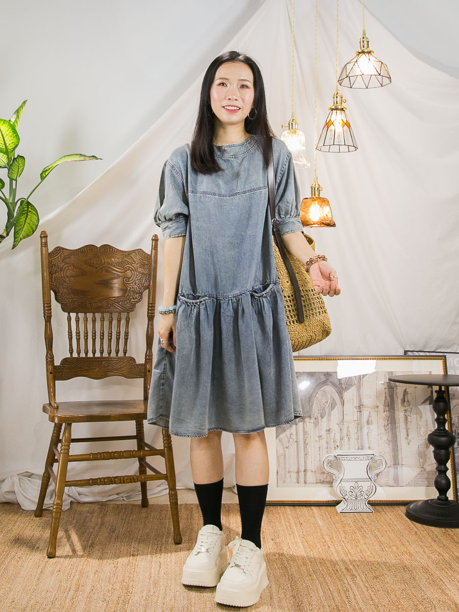 【27/3-29/3限時優惠】腰位打摺．前兩袋．薄牛仔料OPS