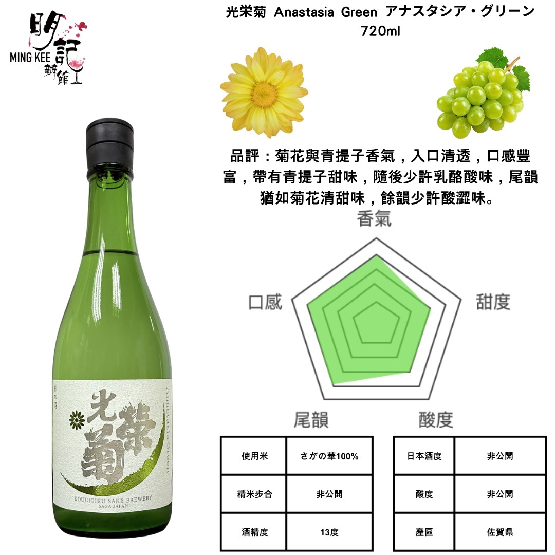 光栄菊 Anastasia Green アナスタシア・グリーン 720ml