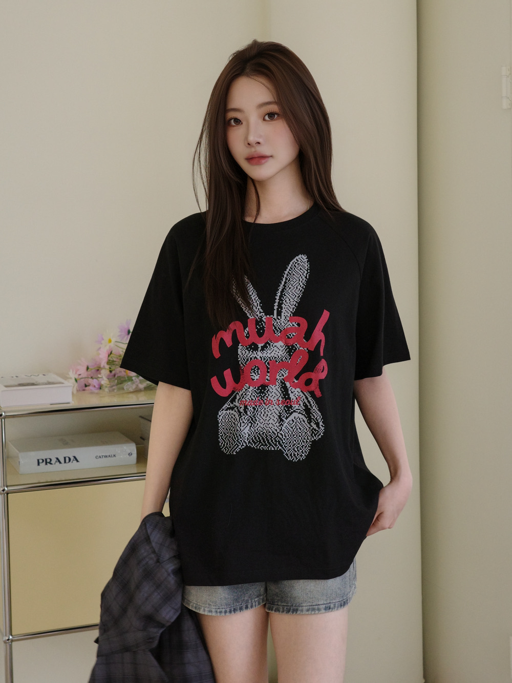 【29.3截單！限時優惠預訂】韓國MUAH MUAH RABBIT MUAH RAGLAN HALF T-SHIRT（3色）