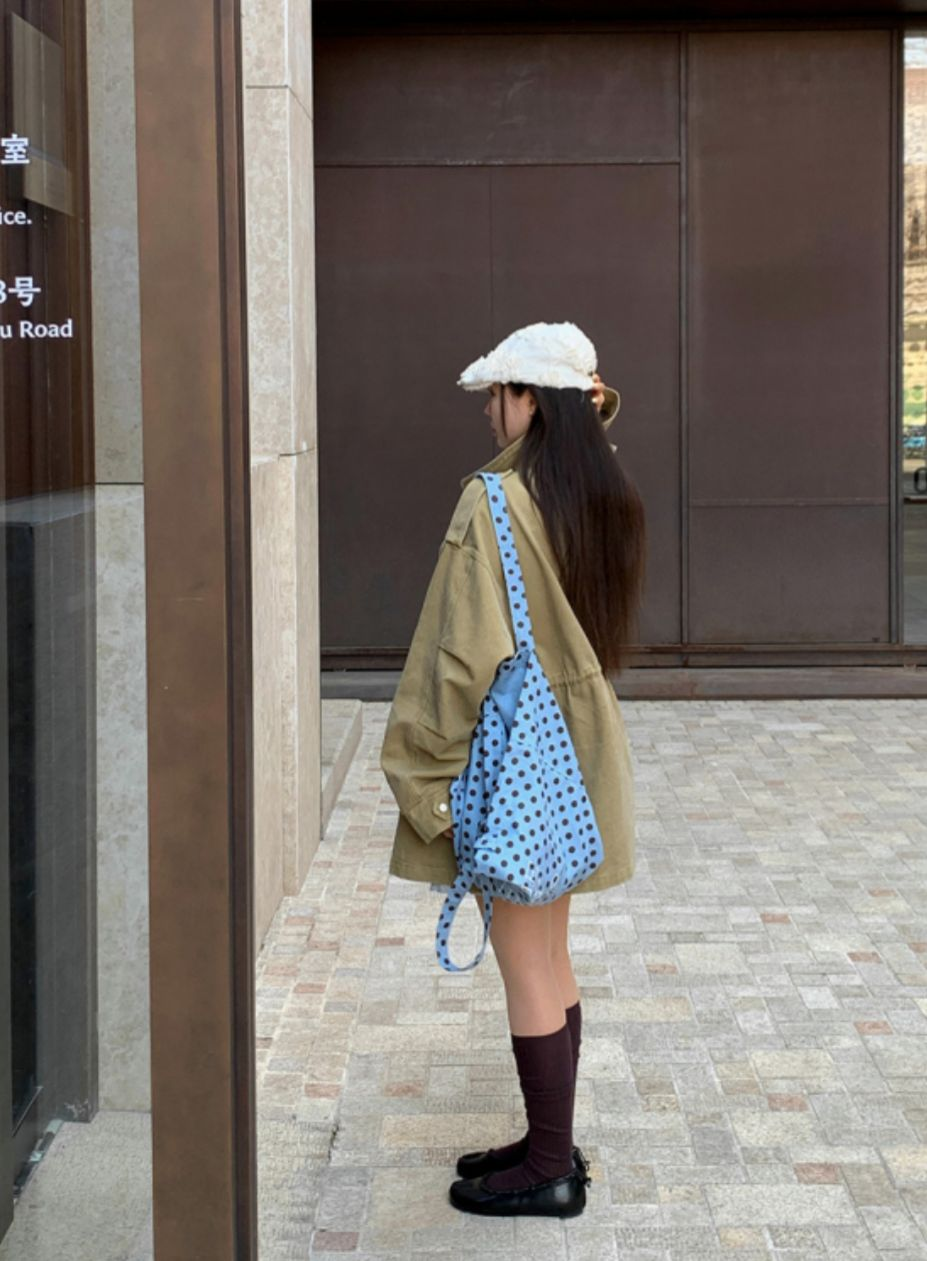 水洗修腰中場外套(杏色)