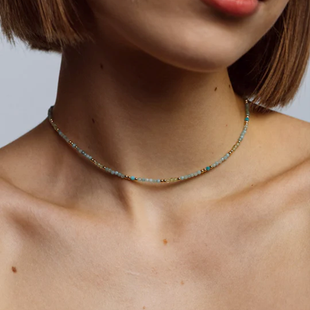 1YA0326-275 [YAY PARIS] Bracelet Queen Necklace Mint Green Laminated Gold #800tpqu1130 (EU)