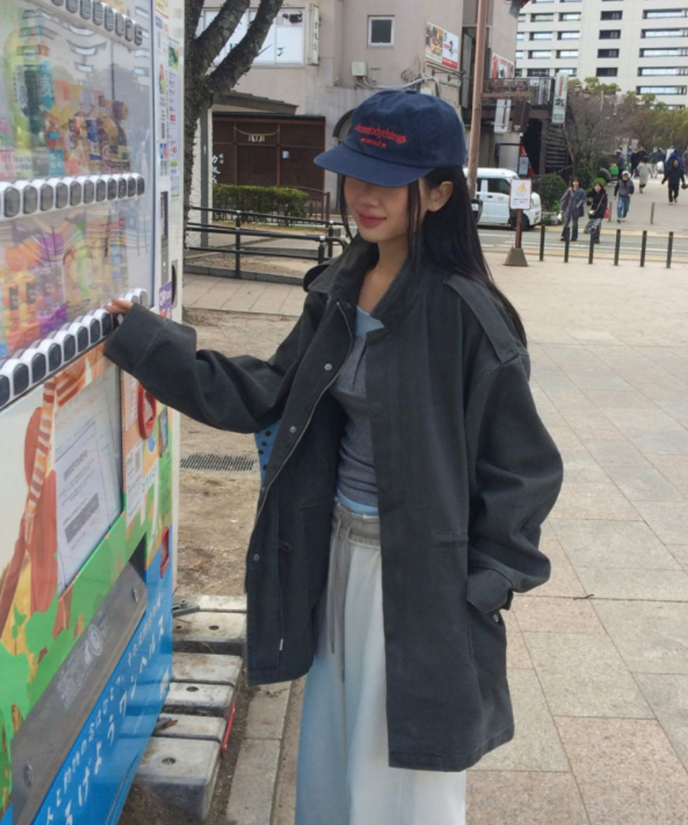 水洗修腰中場外套(灰色)