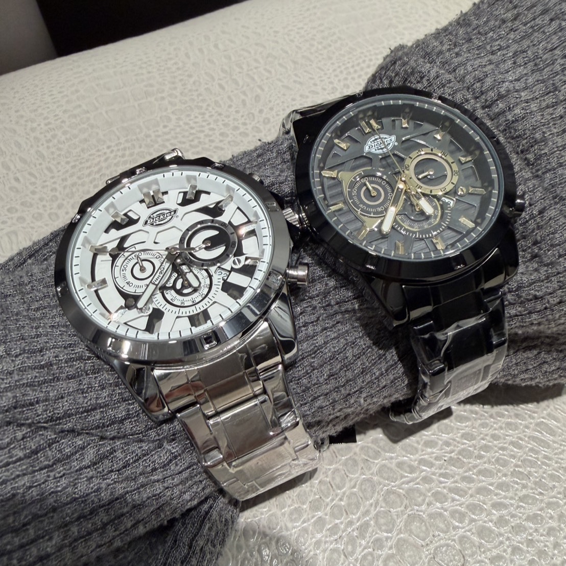 Dickies 雙日曆 防水 夜光 石英鋼錶 CL-545