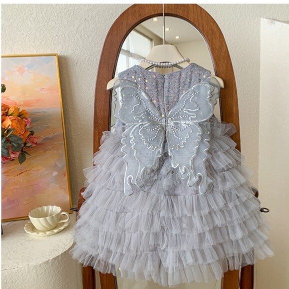 無袖亮片翅膀蛋糕紗裙洋裝 2色 90-140cm #T25098