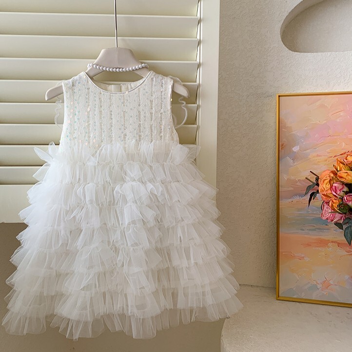 無袖亮片翅膀蛋糕紗裙洋裝 2色 90-140cm #T25098