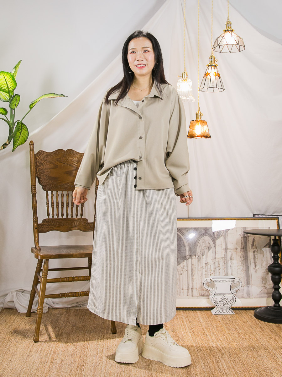 【27/3-29/3限時優惠】全開胸扣鈕．下擺束繩．扯布料TOP