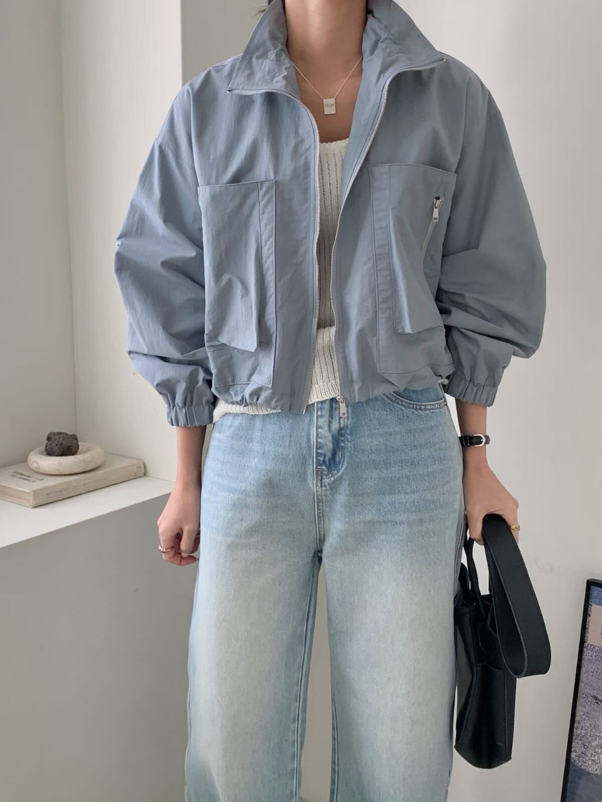 1L6010 短版立領風衣外套