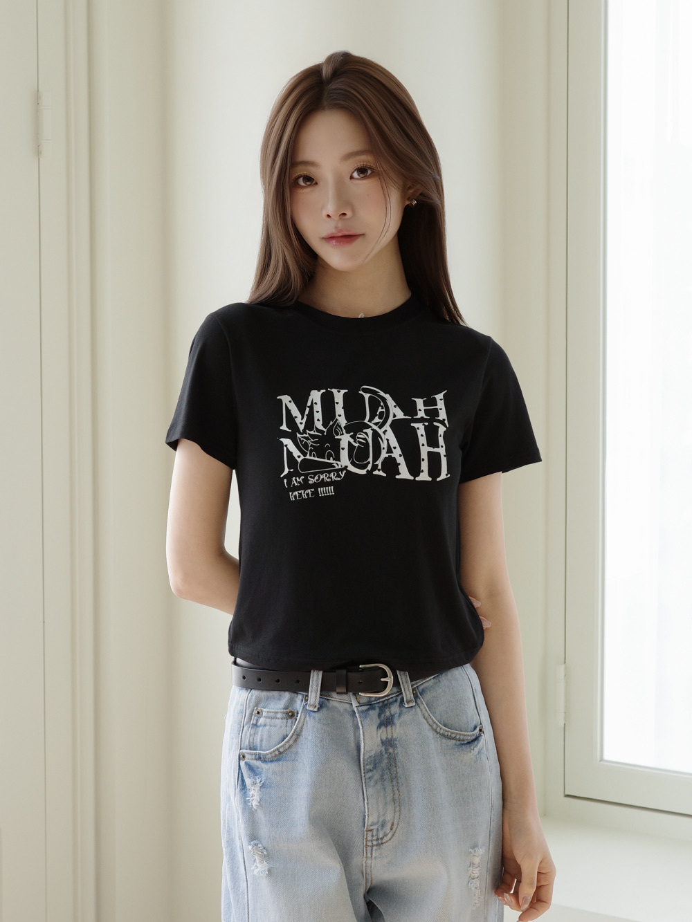 【29.3截單！限時優惠預訂】韓國MUAH MUAH COTTON MODAL HEART CROP HALF T-SHIRT（2色）