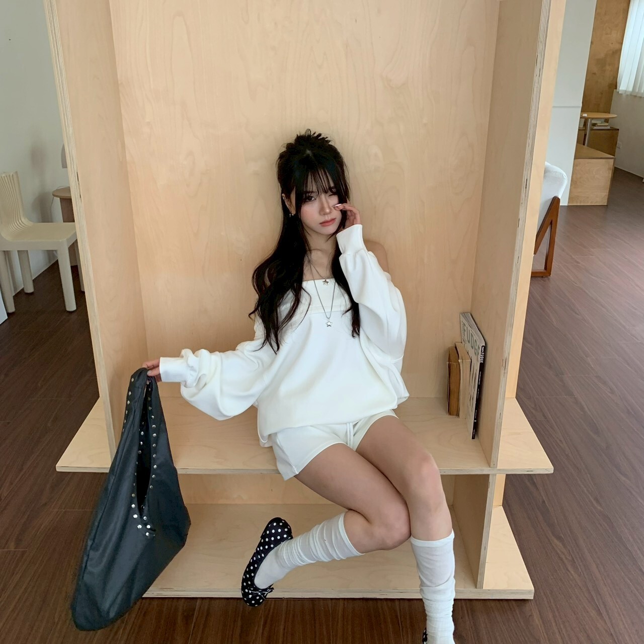 ISA_美高日常 慵懶一字領太空棉寬鬆上衣_63044