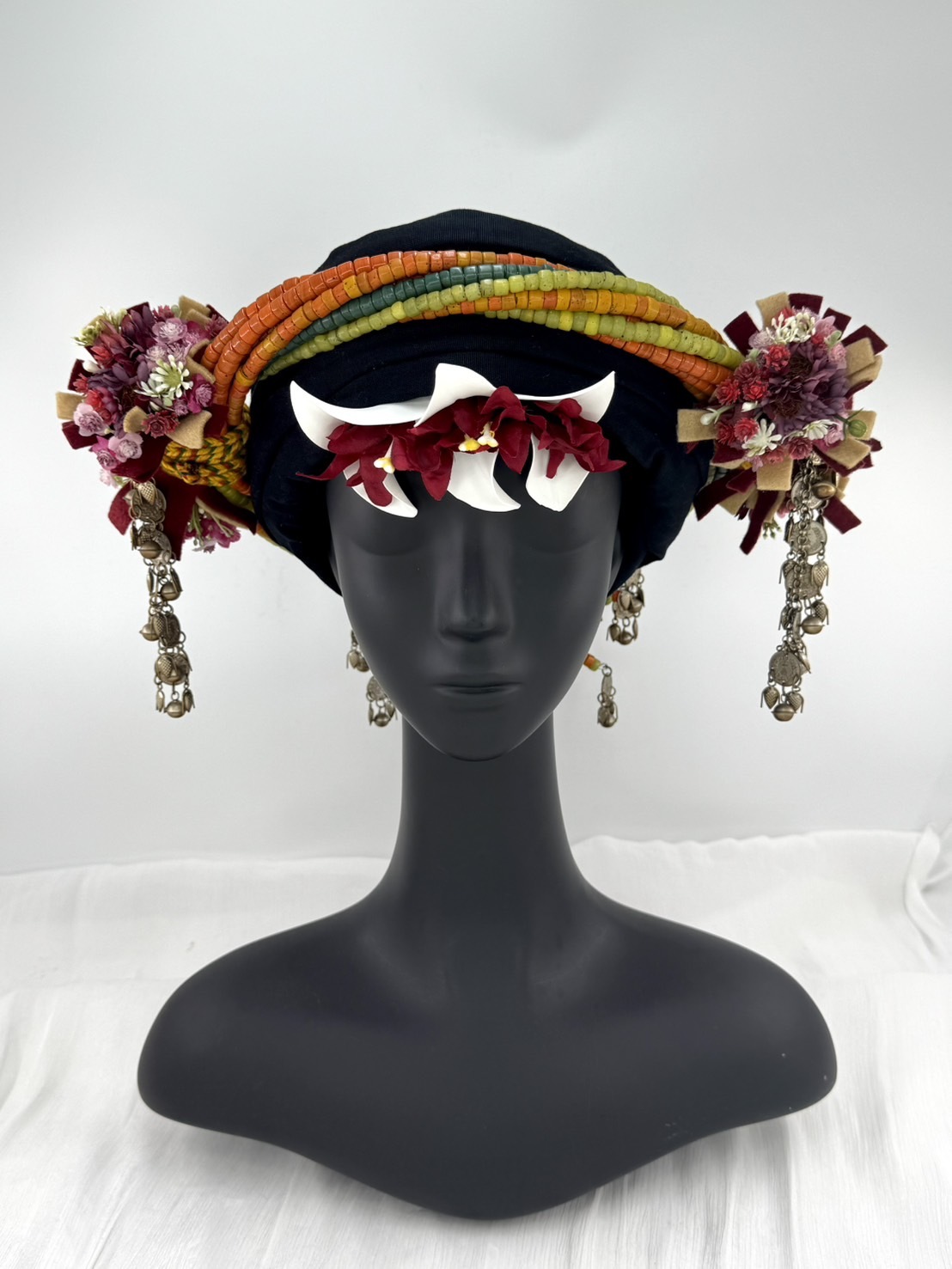 M-No.93貿易老珠配花轉珠頭飾 55-57cm