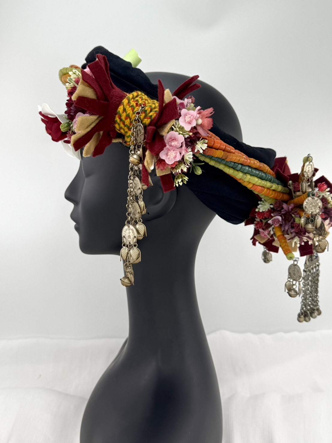 M-No.93貿易老珠配花轉珠頭飾 55-57cm