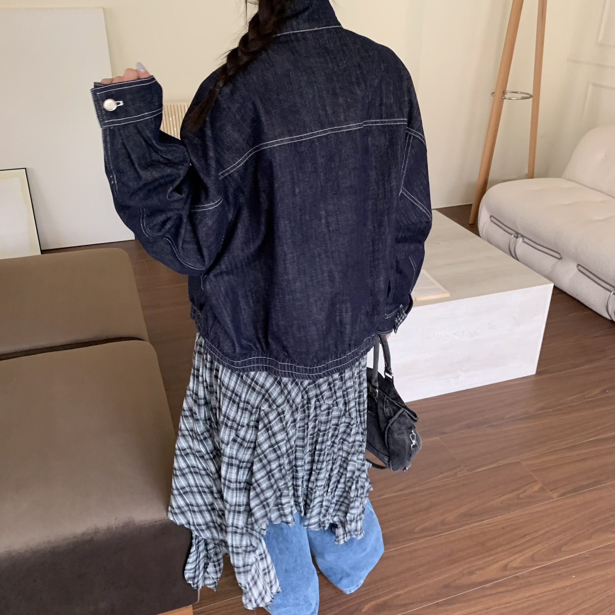 ISA_內外顏值代表! 復古車線立領牛仔外套_63051