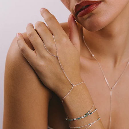 1YA0326-281 [YAY PARIS] Hand Jewel Chain Silver #18cnsi200 (EU)