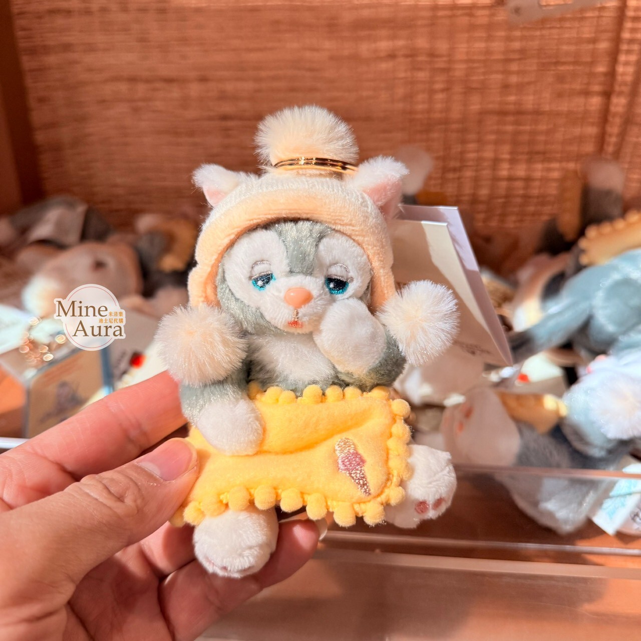 達菲 Duffy 與好友們 軟軟的夢系列 傑拉托尼 畫家貓 Gelatoni 絨毛 鑰匙圈 吊飾 -上海迪士尼樂園