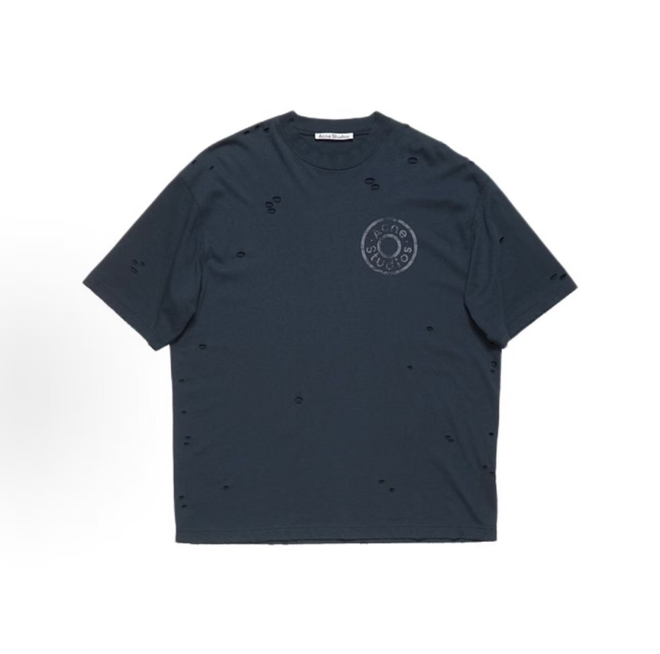 Acne studios 鈕扣徽標破壞短T