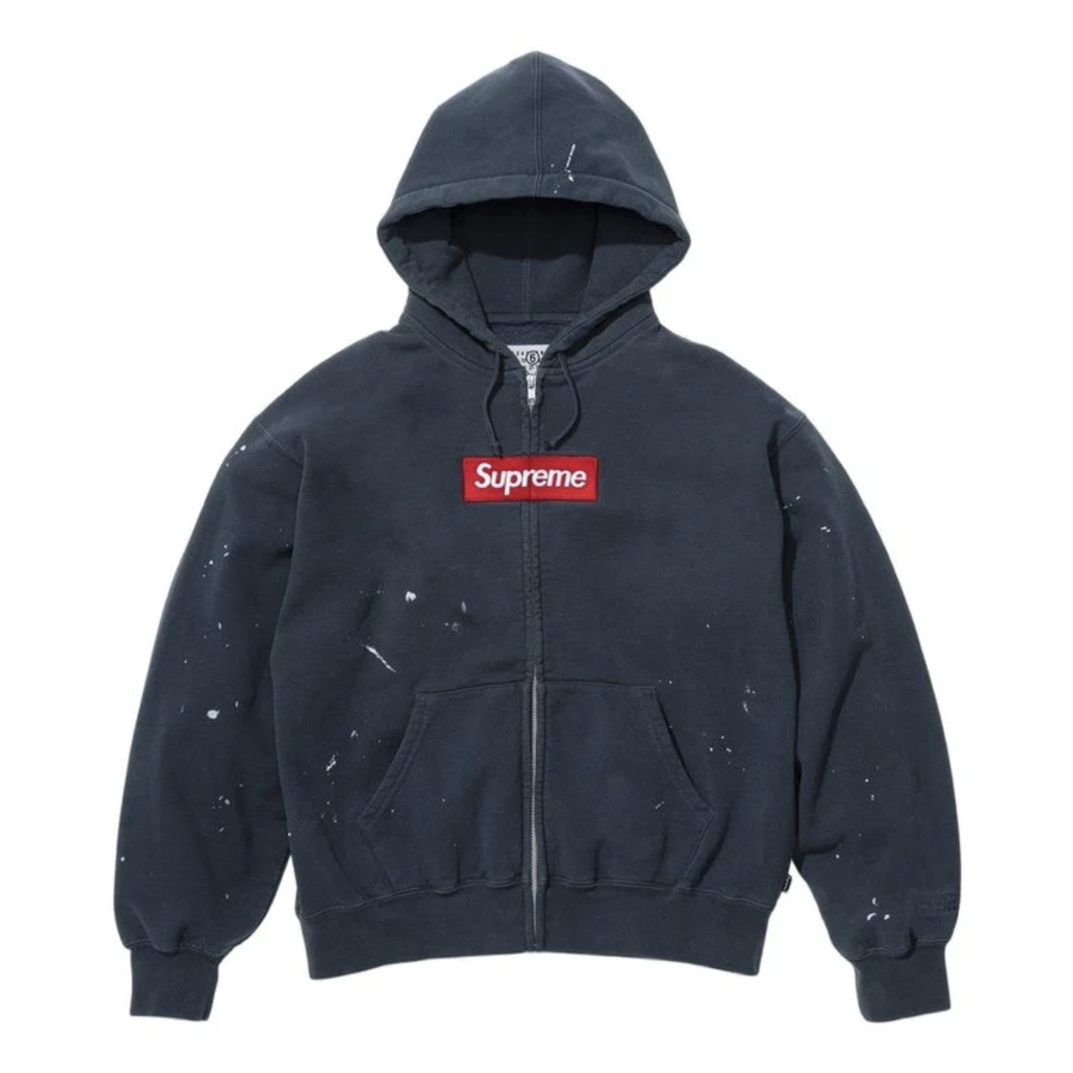 -(B023)-SUPREME MM6 MAISON MARGIELA BOX LOGO ZIP UP HOODED SWEATSHIRT 聯名款 連帽外套 深藍/黑色/白色-SS26SW32