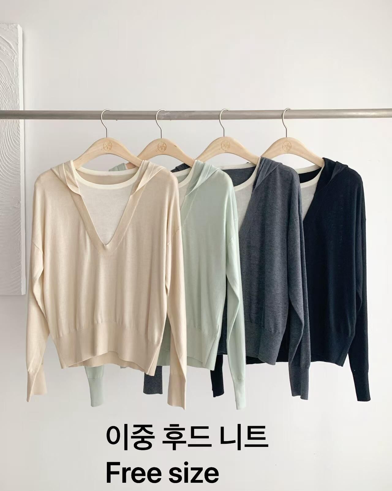 AW6068 雙層連帽針織衫