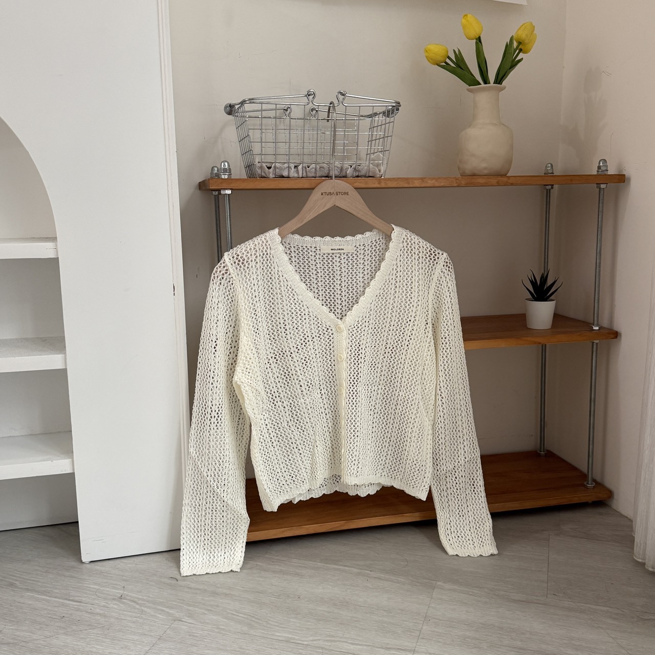 6031319 韓系排釦洞洞針織衫 (R)