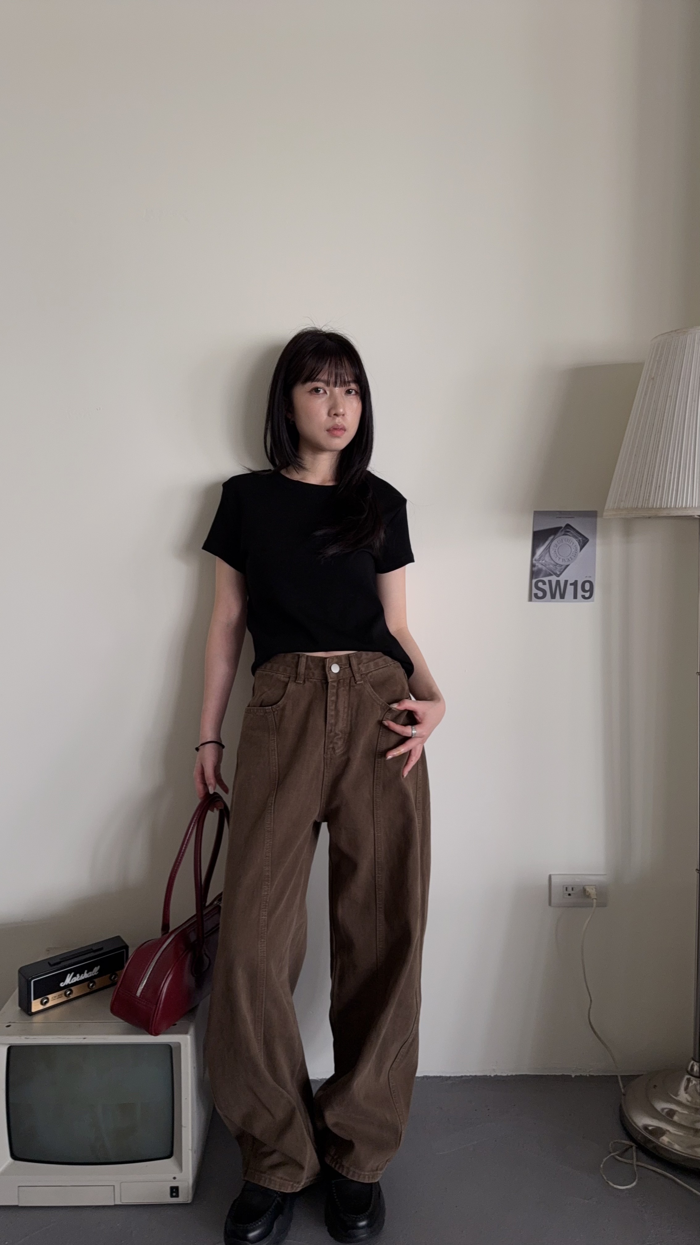 美拉德色系前車線彎刀褲