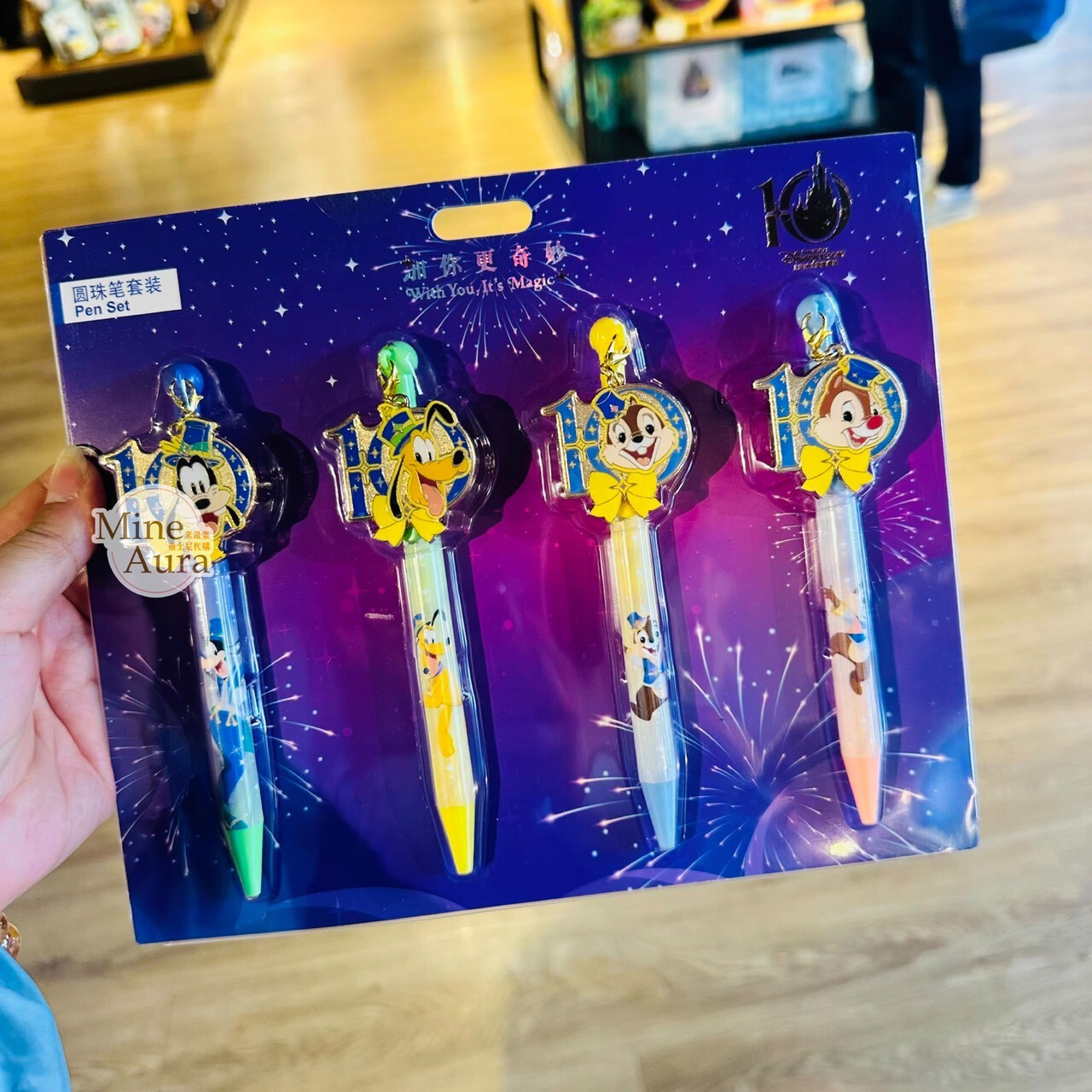 10歲生日慶典 奇妙同慶系列 米奇 Mickey 與好友們 奇奇蒂蒂 Chip 'n Dale 高飛狗 Goofy 造型 圓珠筆 4入組 文具用品 -上海迪士尼樂園