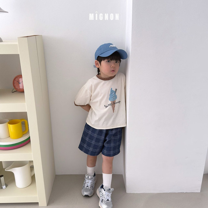 正韓夏mignon 兩色棋盤格短褲