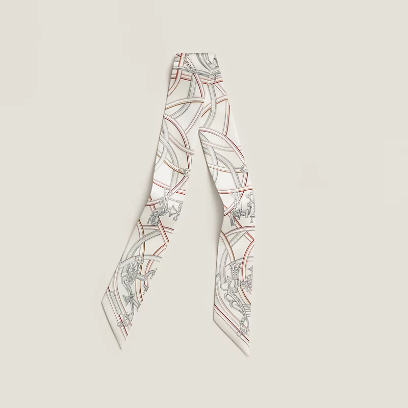 HERMES Harnais Legendaire Twilly blanc / gris perle / rouge H