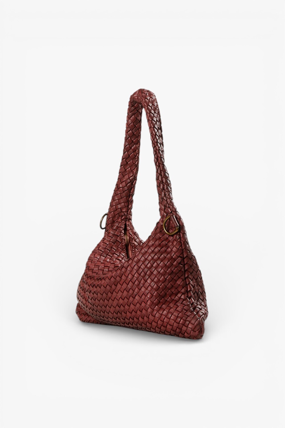 WWW 編織肩背包 酒紅