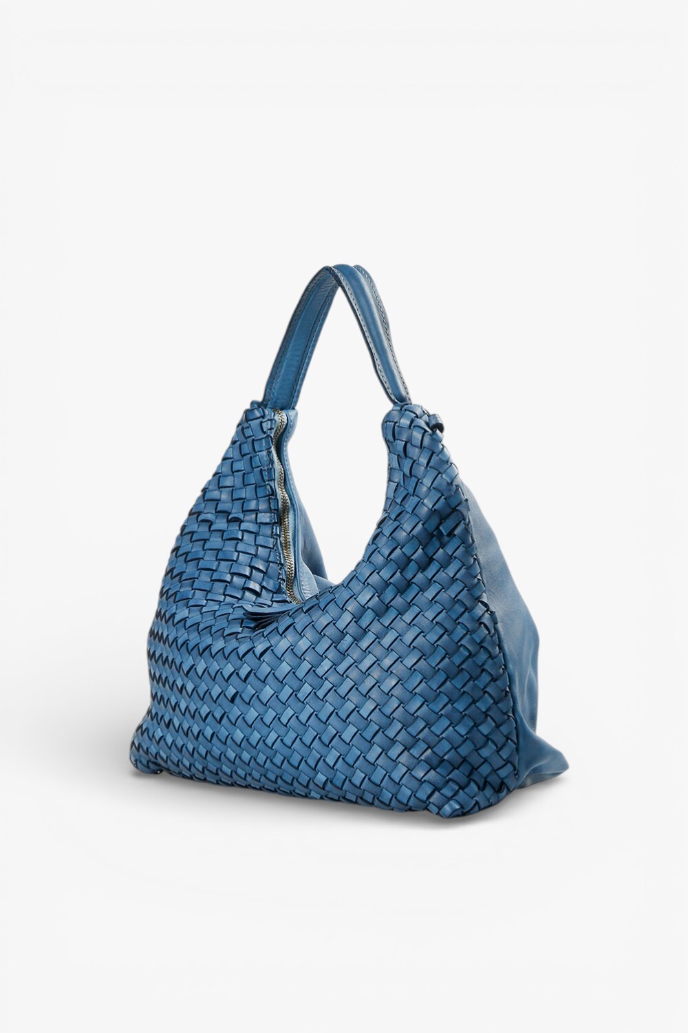 GRAZIA 編織拉鍊肩背包 藍色