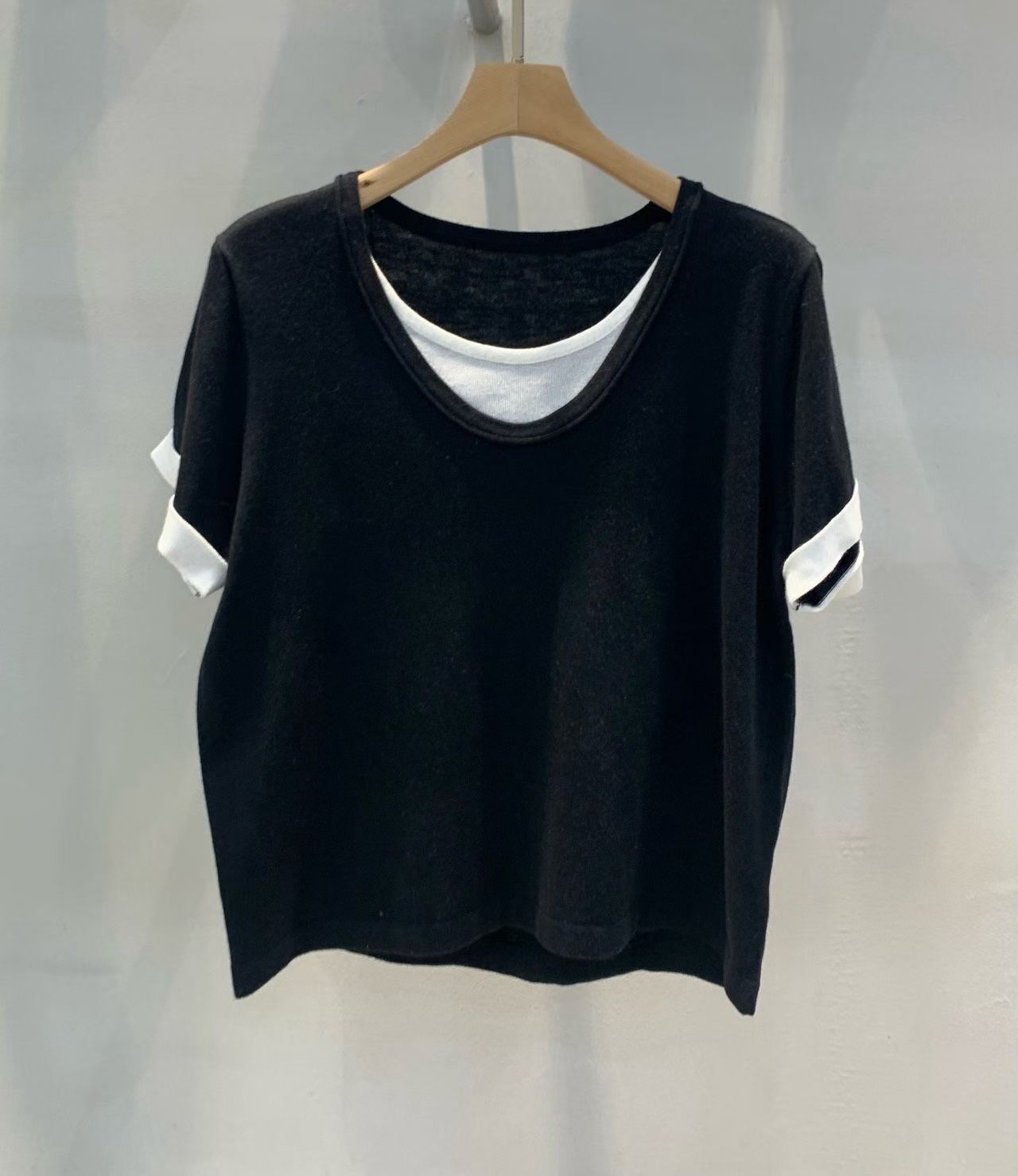 1L6015 假兩件摺袖T