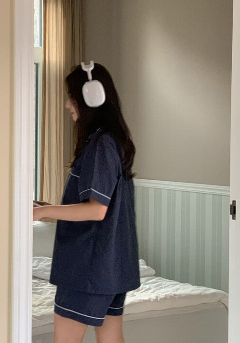 JUUNEEDU 淨色睡衣(深藍色)