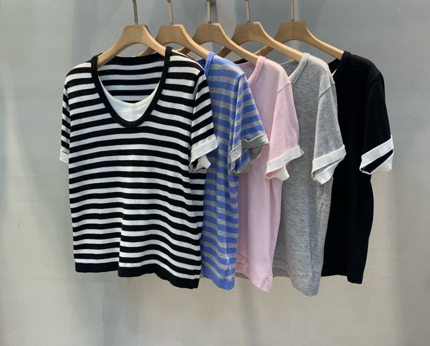 1L6015 假兩件摺袖T